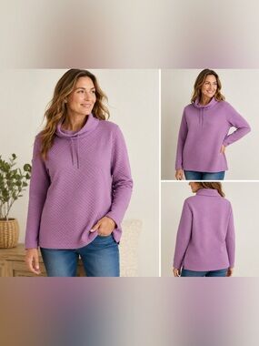 L.L.Bean Women’s XL Lavender Quilted Funnel Neck Pullover